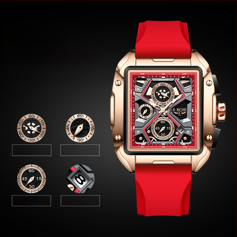 Νέο διασυνοριακό ρολόι χαλαζία με προσωπικότητα και τετράγωνο σχεδιασμό, μεγάλο καντράν, πολυλειτουργικό, υψηλής αξίας, φωτεινό ανδρικό ρολόι