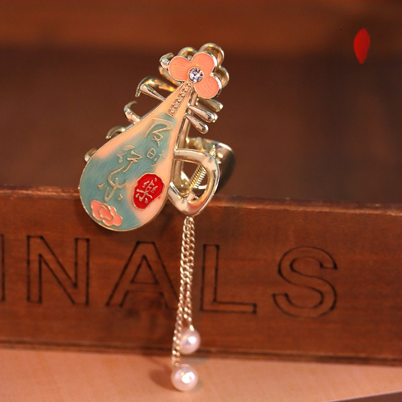 Nauja kiniško stiliaus nacionalinio stiliaus moteriška didelė senovinio stiliaus plaukų segtukas su kutais nugarėlėje, aukštos kokybės fu personažo veido kaukė su ryklio segtuku