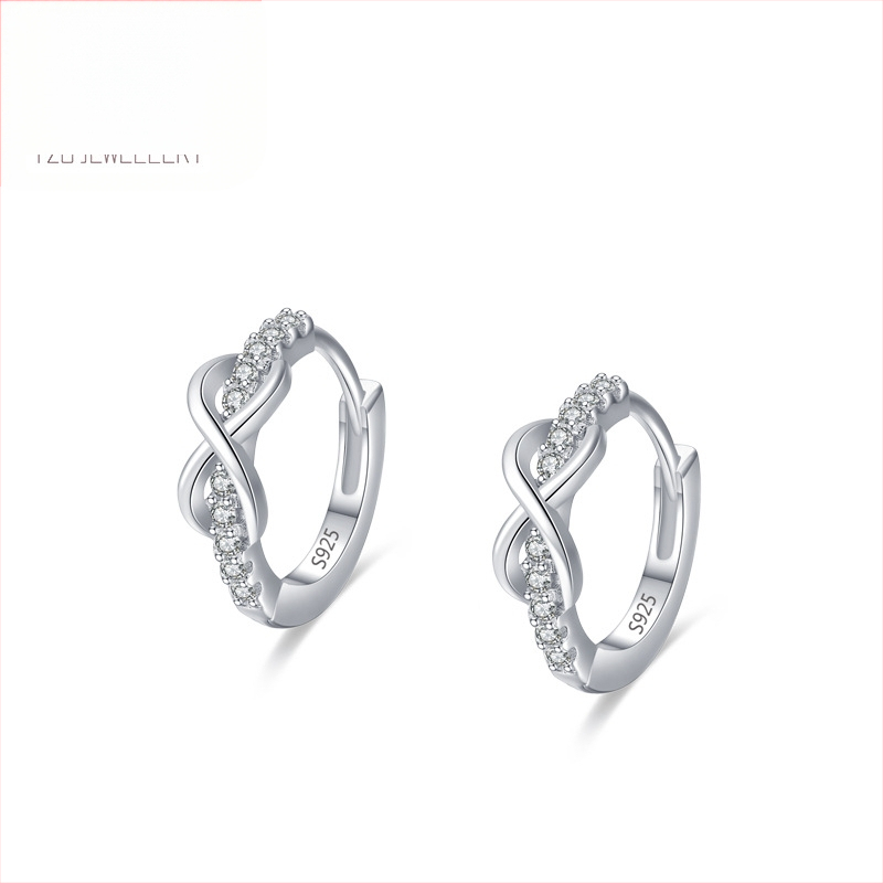 s925 Sterling Silver Niche Design Neograničene ljubavne naušnice za žene, europske i američke prekogranične izvorne modne intarzirane kopče za uši