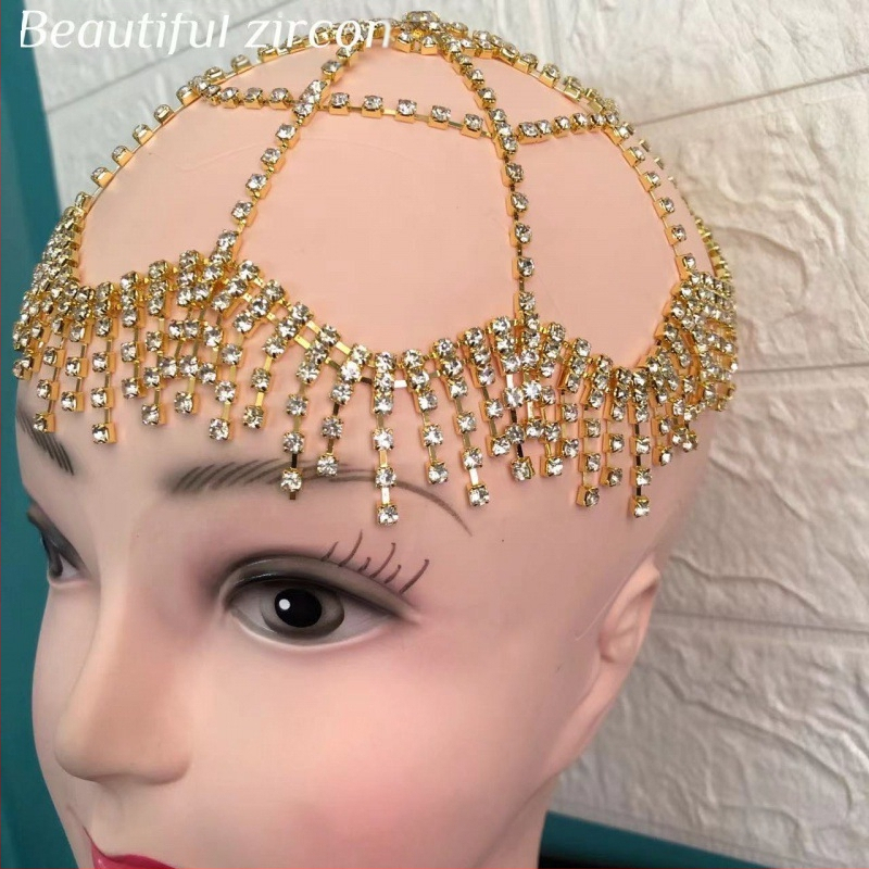 Europietiškos ir amerikietiškos tarpvalstybinės mados plaukų aksesuarai, pilni deimantų asmenybės kutais, cirkonio tinklelio galvos apdangalas, moteriškas modelis, visų rungtynių madingi papuošalai
