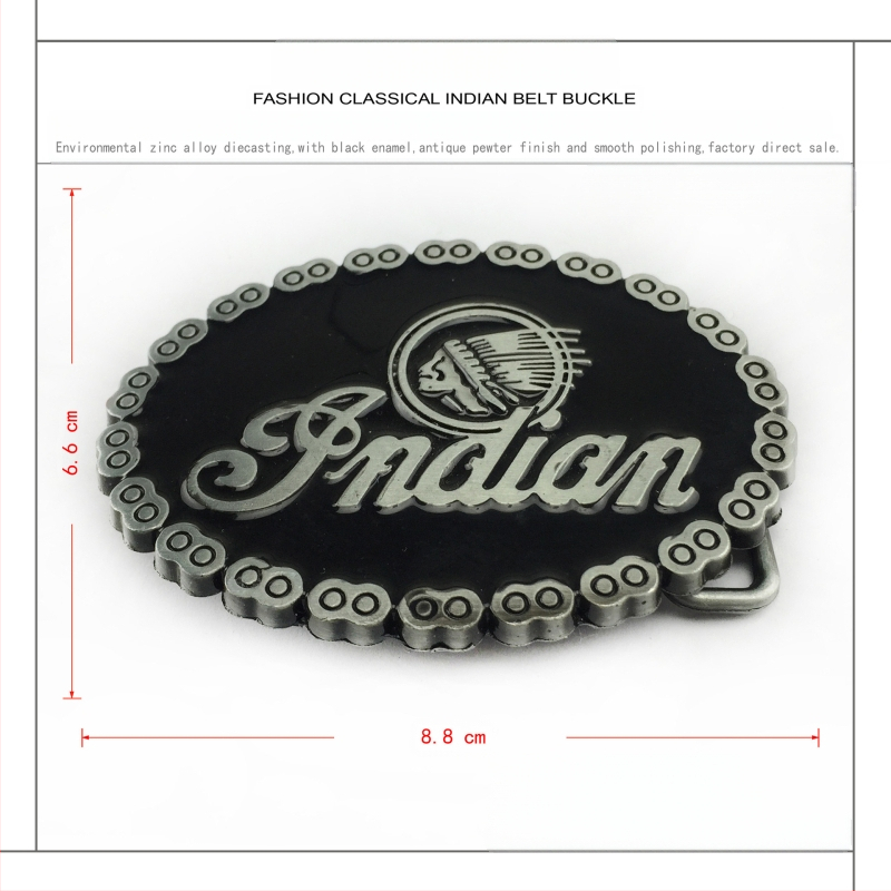 BULLZINE cinka sakausējuma Indijas motocikla ķēdes jostas sprādze 03137 Retro ikdienas jostas sprādze