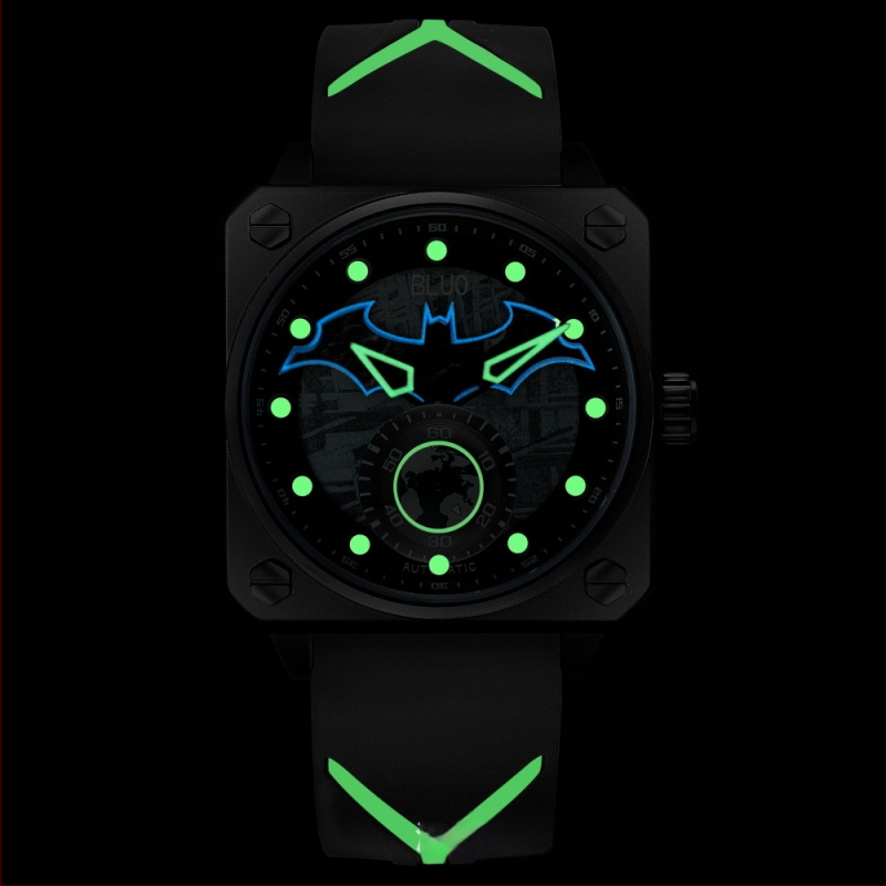 Mėlynas „Batman“ pilnai automatinis mechaninis berniukiškas laisvalaikio bėgimo laikrodis mergaičių sportinis, madingas ir kūrybingas laikrodis