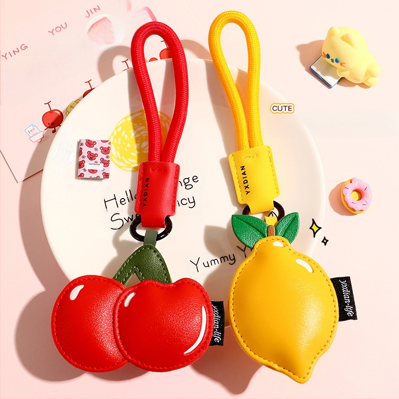 Animacinių filmukų mielas odinis vaisių mados kūrybingas automobilio raktų pakabukas išskirtinis krepšys pakabukas pora maža dovana didmeninė prekyba