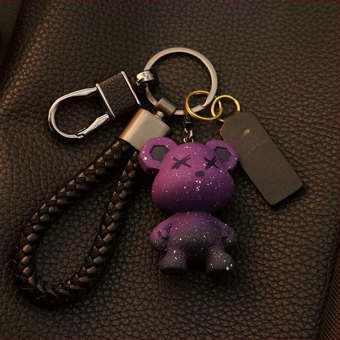 Aukštos klasės meškiuko vyriškas ir moteriškas raktų pakabukas, mielas žvaigždėto dangaus meškiuko automobilio raktų pakabukas, raktų pakabukas