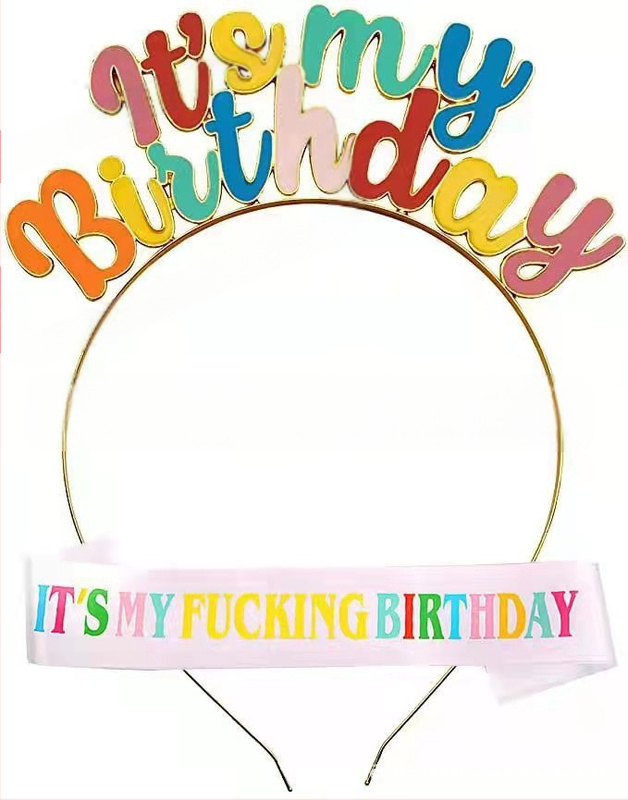 Europos ir Amerikos gimtadienio šventės spalvingos galvos juostos, spalvingos karūnos, plaukų aksesuarai, lašančios aliejaus raidės, mano gimtadienio galvos juostos