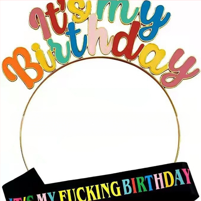 Europos ir Amerikos gimtadienio šventės spalvingos galvos juostos, spalvingos karūnos, plaukų aksesuarai, lašančios aliejaus raidės, mano gimtadienio galvos juostos