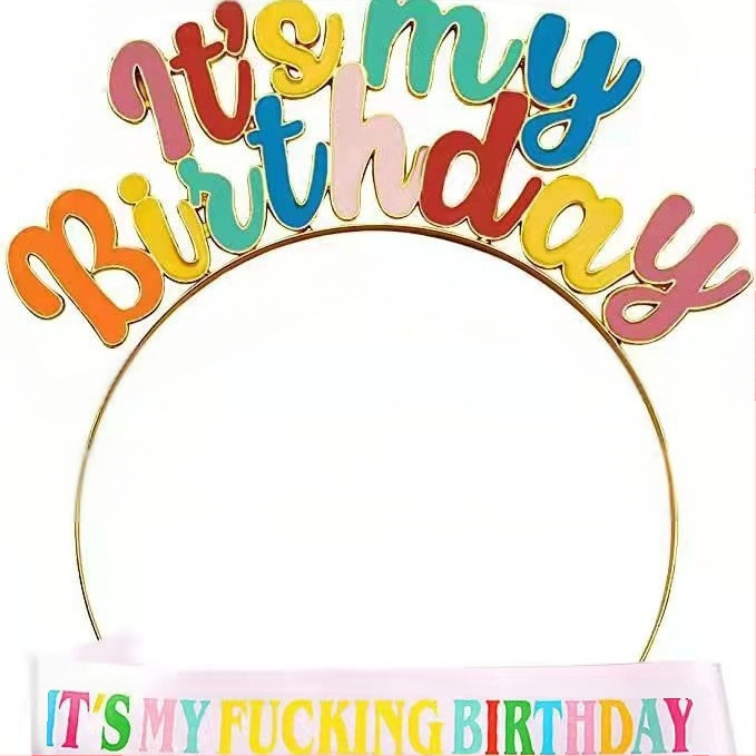 Europos ir Amerikos gimtadienio šventės spalvingos galvos juostos, spalvingos karūnos, plaukų aksesuarai, lašančios aliejaus raidės, mano gimtadienio galvos juostos