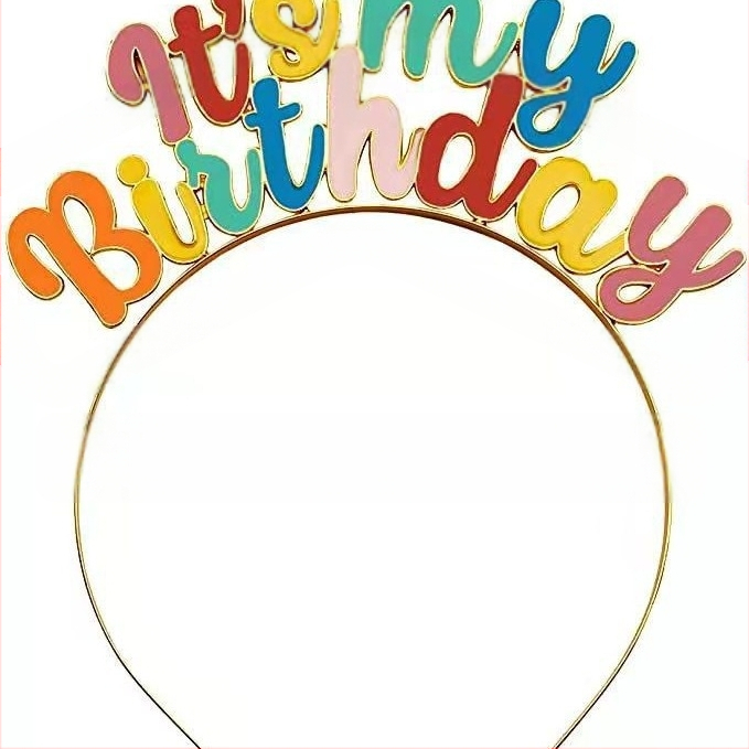 Europos ir Amerikos gimtadienio šventės spalvingos galvos juostos, spalvingos karūnos, plaukų aksesuarai, lašančios aliejaus raidės, mano gimtadienio galvos juostos