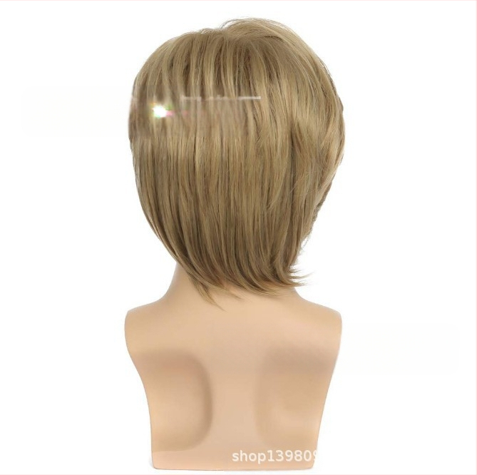 Qireni parukatehas, uued meeste juuksed, linased kuldsed, lühikesed meeste juuksed, osaliselt kaldus tukk, lühikesed juuksed, meeste peakatted kohapeal hulgimüügist