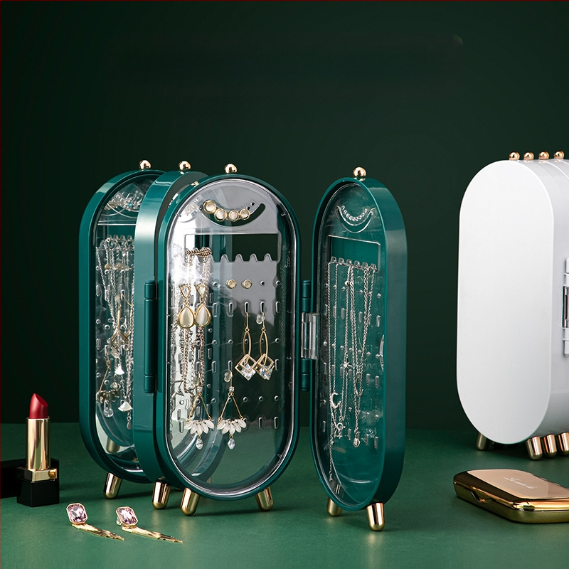 Samostalno dizajnirana lagana luksuzna stolna kutija za pohranu nakita naušnice naušnice nakit višeslojna kutija za nakit otporna na prašinu