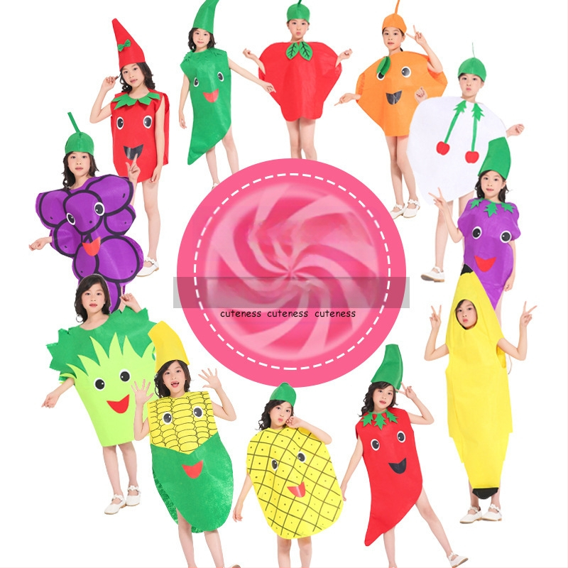 Bērnu dienas augļu kostīms Dārzeņu bērnudārza vides modes skate Helovīna ķirbju skatuves kostīms
