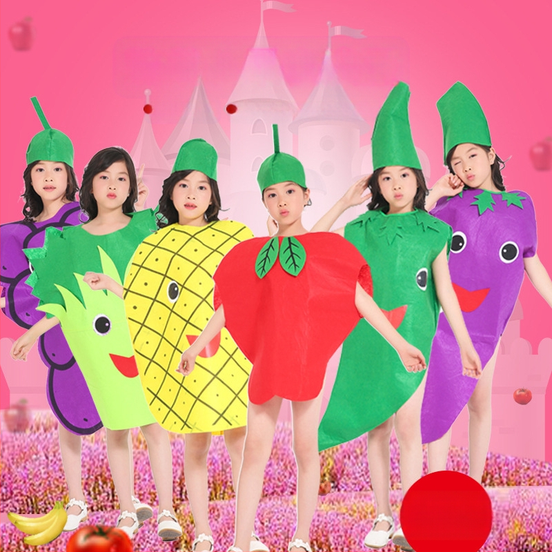 Bērnu dienas augļu kostīms Dārzeņu bērnudārza vides modes skate Helovīna ķirbju skatuves kostīms