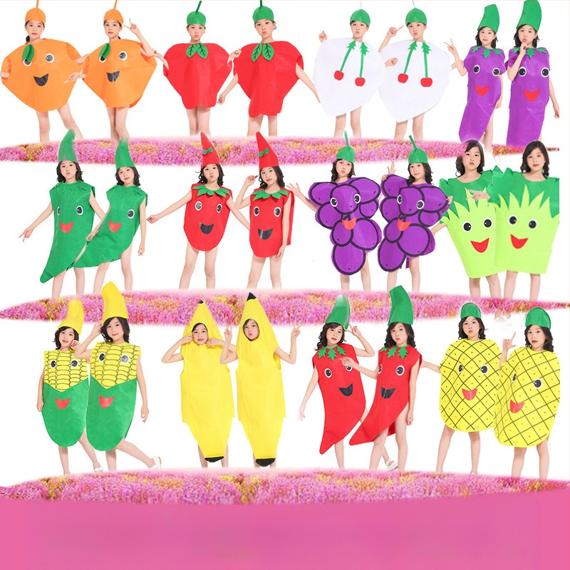 Bērnu dienas augļu kostīms Dārzeņu bērnudārza vides modes skate Helovīna ķirbju skatuves kostīms