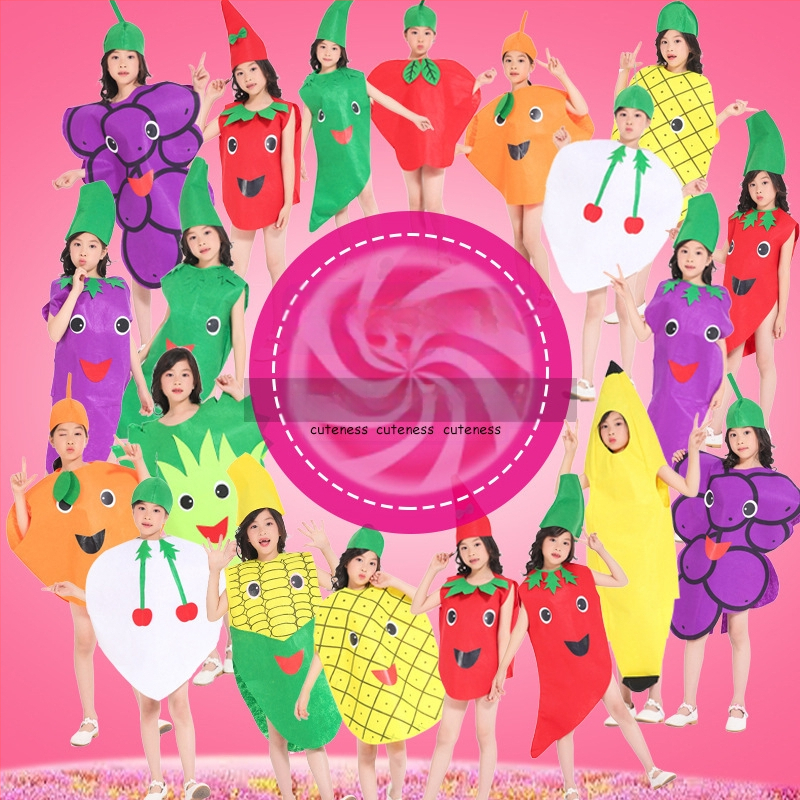 Bērnu dienas augļu kostīms Dārzeņu bērnudārza vides modes skate Helovīna ķirbju skatuves kostīms