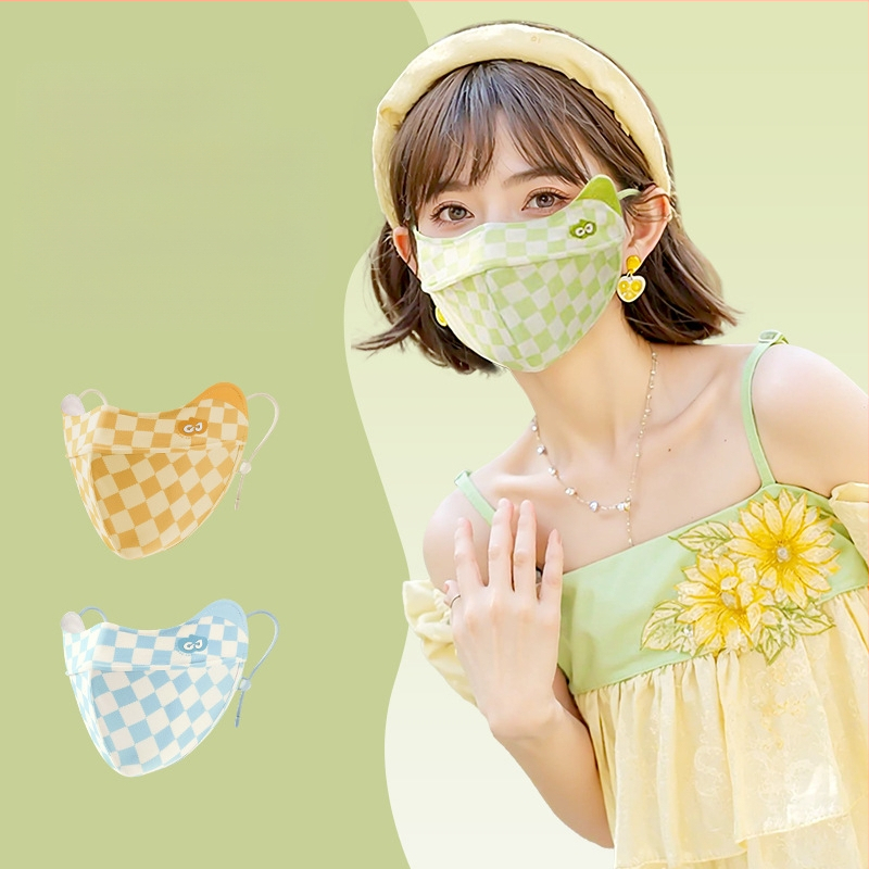 Dopamino kaukė nuo saulės moterims, apsauganti nuo ultravioletinių spindulių, maža, kvėpuojanti, vėsi ledo šilko kaukė, skirta akims, apsauganti nuo saulės.