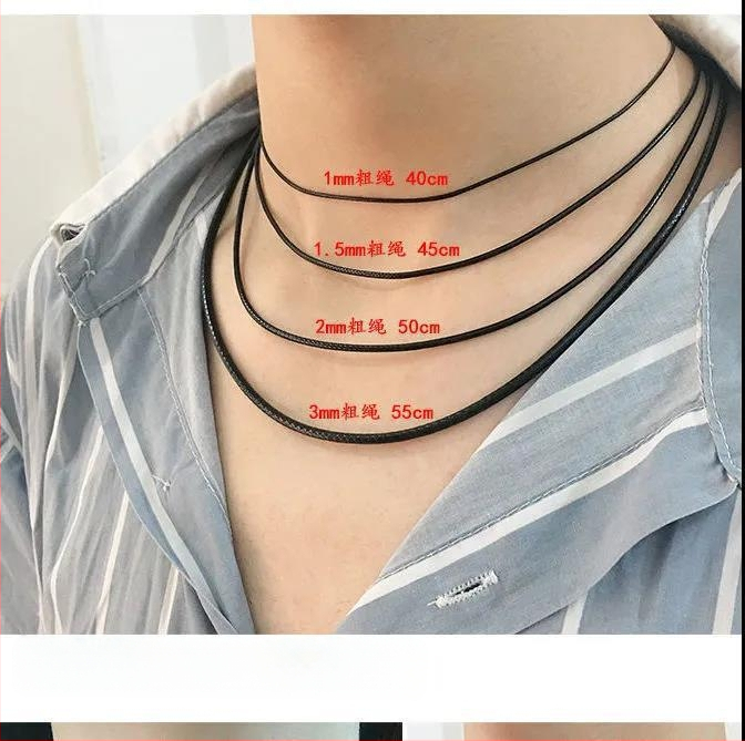 Κολιέ από τιτάνιο, ατσάλι, σχοινί, κόκκινο και μαύρο σχοινί, δερμάτινο σχοινί με πλεγμένο σχοινί, μενταγιόν από νεφρίτη για άνδρες και γυναίκες