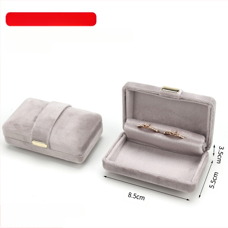 Aksominio audinio papuošalų dėžutė su dvigubu žiedu ir pakabuku, pakavimo dėžutė su metaline sagtimi, paprasta, išskirtinė ir patogi dovanų dėžutė laikymui