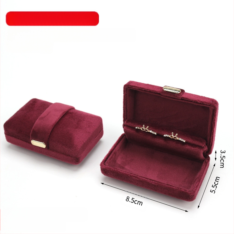 Aksominio audinio papuošalų dėžutė su dvigubu žiedu ir pakabuku, pakavimo dėžutė su metaline sagtimi, paprasta, išskirtinė ir patogi dovanų dėžutė laikymui
