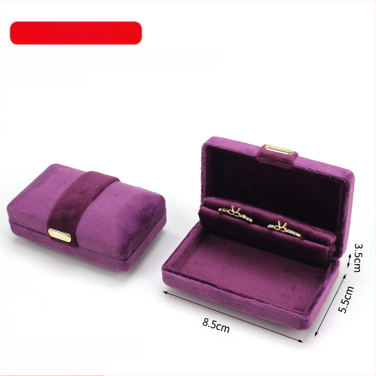 Aksominio audinio papuošalų dėžutė su dvigubu žiedu ir pakabuku, pakavimo dėžutė su metaline sagtimi, paprasta, išskirtinė ir patogi dovanų dėžutė laikymui