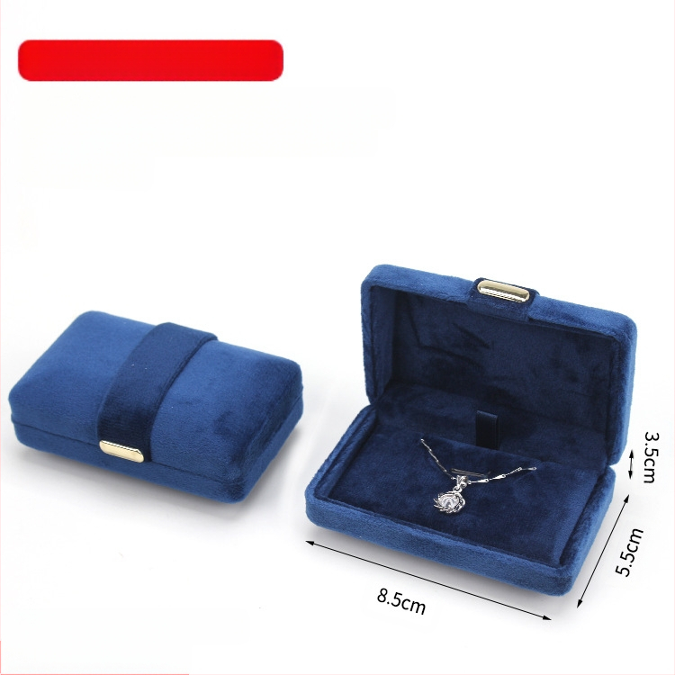 Aksominio audinio papuošalų dėžutė su dvigubu žiedu ir pakabuku, pakavimo dėžutė su metaline sagtimi, paprasta, išskirtinė ir patogi dovanų dėžutė laikymui