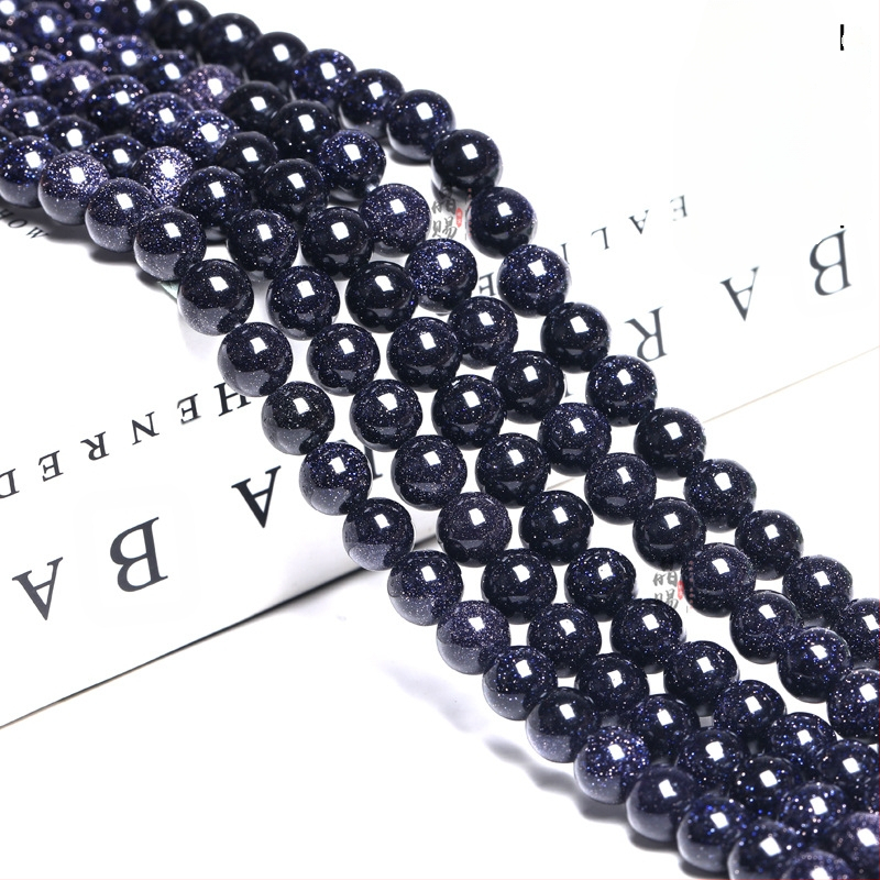 Mėlyno smiltainio palaidi karoliukai „Pasidaryk pats“ krištolinė mėlyno smiltainio apyrankė, karoliukų papuošalų aksesuarai, norų akmuo, pusiau apdirbtas žvaigždėto dangaus akmuo