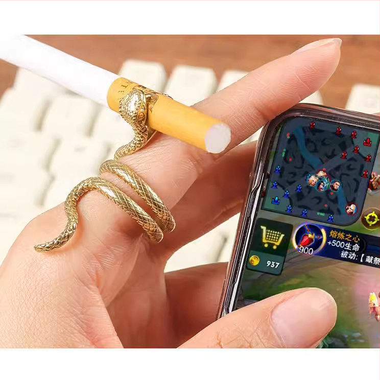 Misiņa čūskas gredzena cigarešu turētājs cigarešu turētāja gredzens moderns smēķēšanas turētājs radošs cigarešu turētājs hiphopa cigarešu turētāja smēķēšanas komplekts