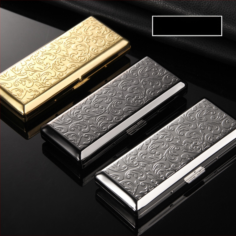 Dvigubo pistoleto moteriška smulki cigarečių dėžutė, 14 vnt. pakuotė, ilga vyriška cigarečių dėžutė, išskirtinė, kūrybinga, nešiojama metalinė cigarečių spaustukas, naujas