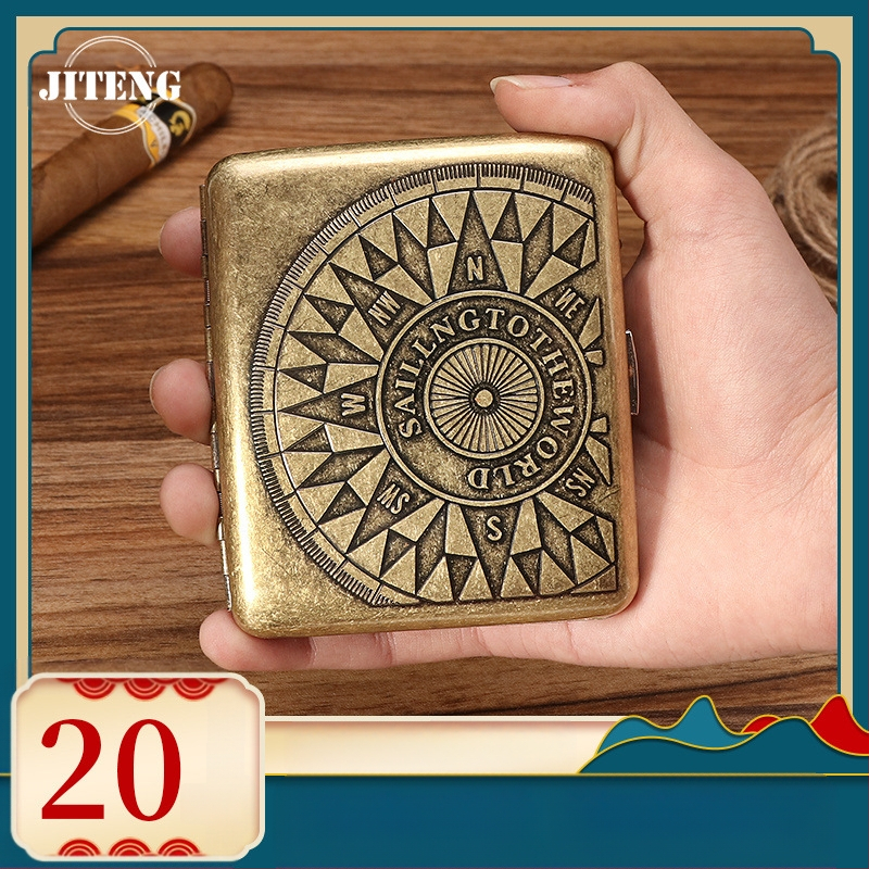Naujas metalinis dvipusis atverčiamas 20 cigarečių dėklas bronzinės gėlės formos automatinis nešiojamas cigarečių dėklas, parduodamas sandėlyje, didmeninė prekyba gamykloje