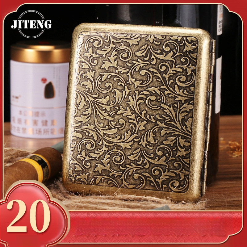 Naujas metalinis dvipusis atverčiamas 20 cigarečių dėklas bronzinės gėlės formos automatinis nešiojamas cigarečių dėklas, parduodamas sandėlyje, didmeninė prekyba gamykloje