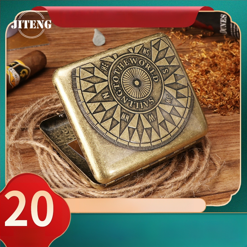 Naujas metalinis dvipusis atverčiamas 20 cigarečių dėklas bronzinės gėlės formos automatinis nešiojamas cigarečių dėklas, parduodamas sandėlyje, didmeninė prekyba gamykloje