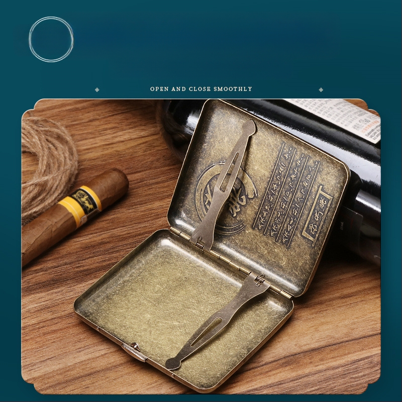 Naujas metalinis dvipusis atverčiamas 20 cigarečių dėklas bronzinės gėlės formos automatinis nešiojamas cigarečių dėklas, parduodamas sandėlyje, didmeninė prekyba gamykloje