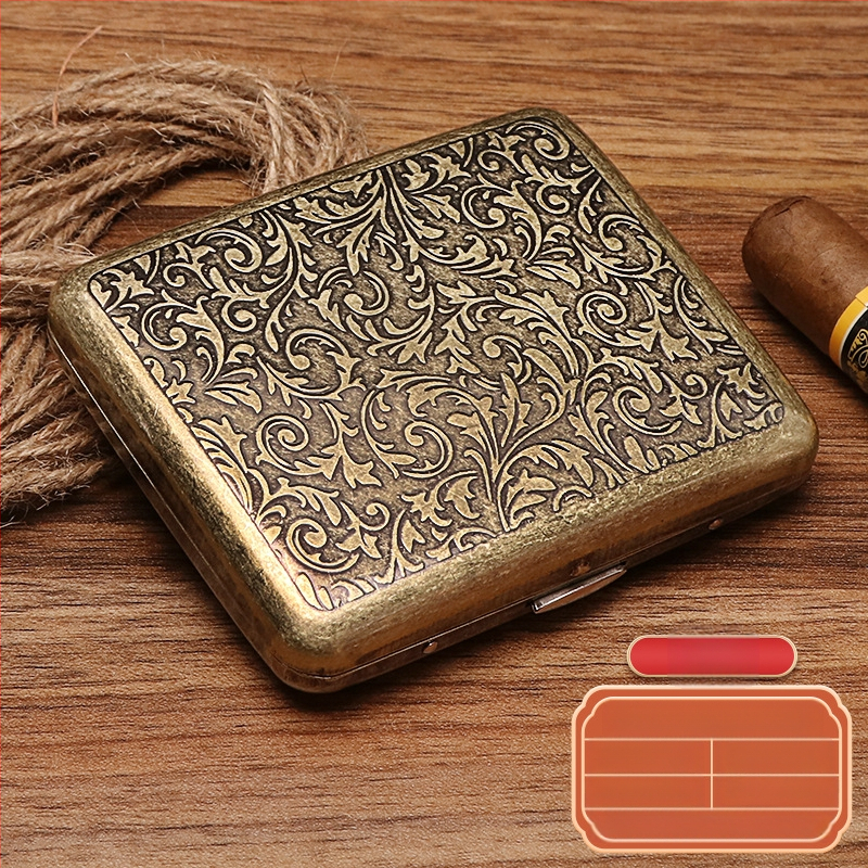 Naujas metalinis dvipusis atverčiamas 20 cigarečių dėklas bronzinės gėlės formos automatinis nešiojamas cigarečių dėklas, parduodamas sandėlyje, didmeninė prekyba gamykloje