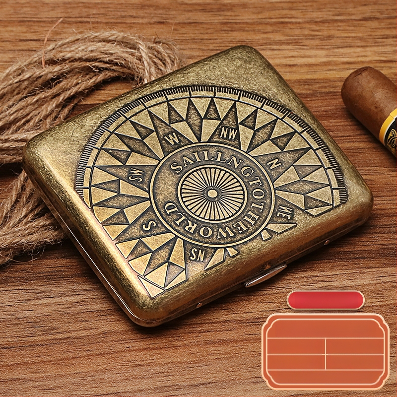 Naujas metalinis dvipusis atverčiamas 20 cigarečių dėklas bronzinės gėlės formos automatinis nešiojamas cigarečių dėklas, parduodamas sandėlyje, didmeninė prekyba gamykloje