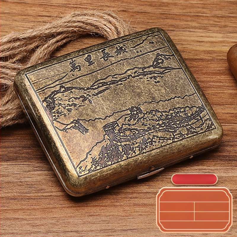 Naujas metalinis dvipusis atverčiamas 20 cigarečių dėklas bronzinės gėlės formos automatinis nešiojamas cigarečių dėklas, parduodamas sandėlyje, didmeninė prekyba gamykloje