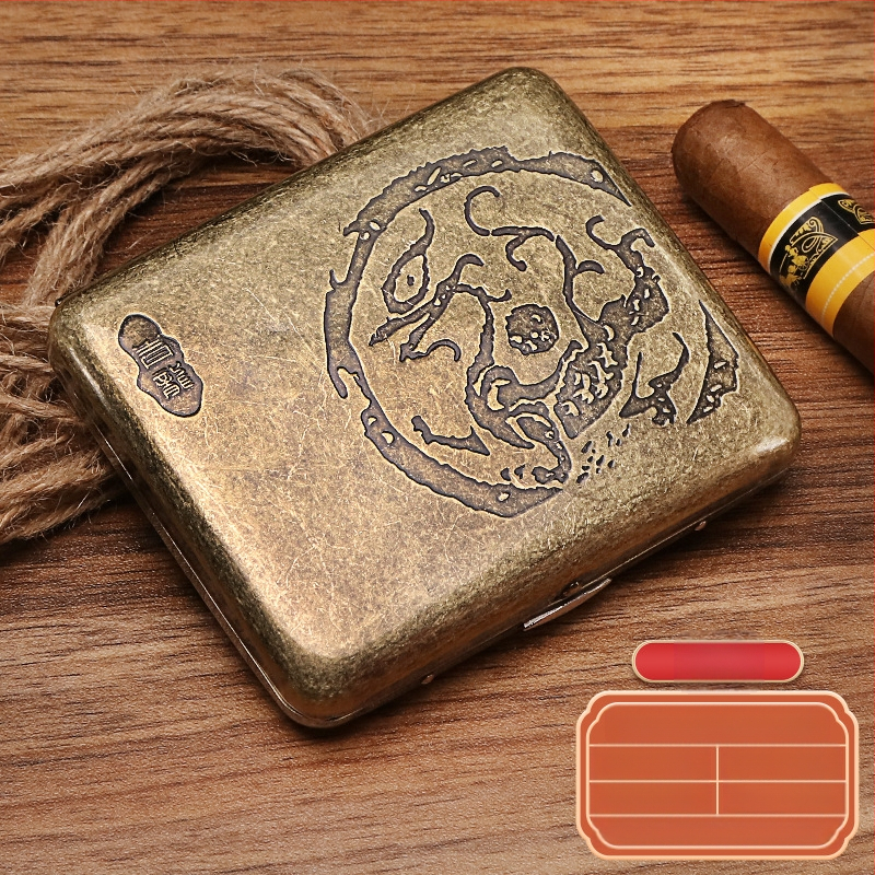 Naujas metalinis dvipusis atverčiamas 20 cigarečių dėklas bronzinės gėlės formos automatinis nešiojamas cigarečių dėklas, parduodamas sandėlyje, didmeninė prekyba gamykloje