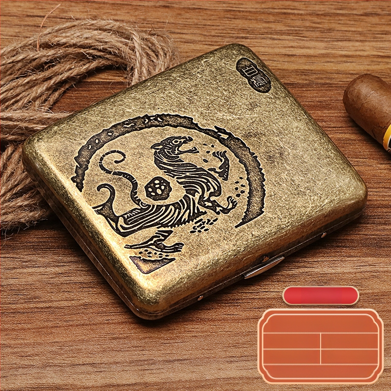 Naujas metalinis dvipusis atverčiamas 20 cigarečių dėklas bronzinės gėlės formos automatinis nešiojamas cigarečių dėklas, parduodamas sandėlyje, didmeninė prekyba gamykloje