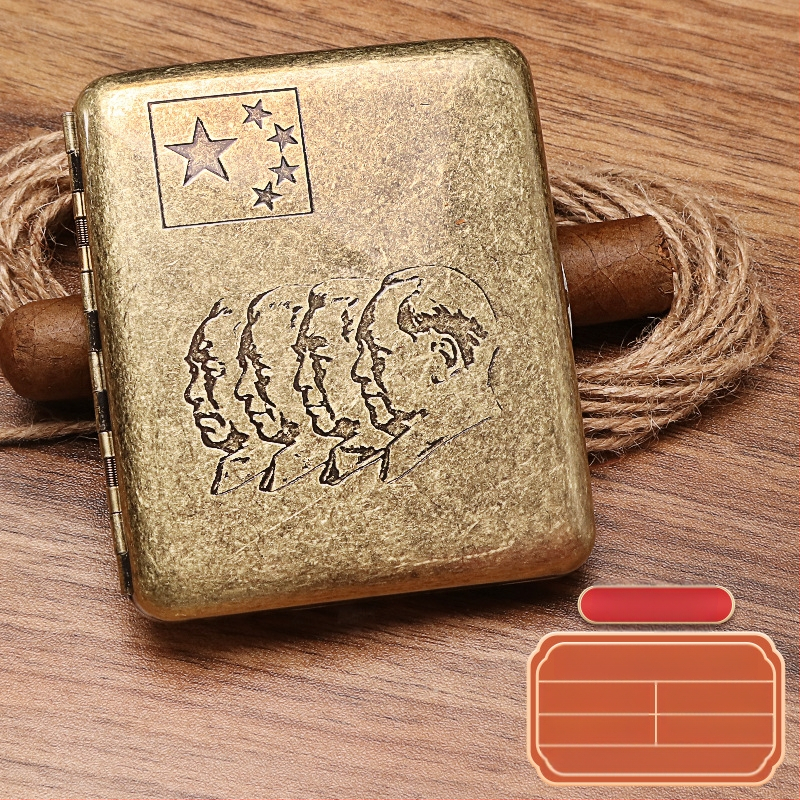 Naujas metalinis dvipusis atverčiamas 20 cigarečių dėklas bronzinės gėlės formos automatinis nešiojamas cigarečių dėklas, parduodamas sandėlyje, didmeninė prekyba gamykloje