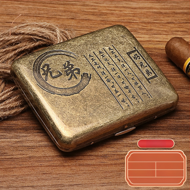 Naujas metalinis dvipusis atverčiamas 20 cigarečių dėklas bronzinės gėlės formos automatinis nešiojamas cigarečių dėklas, parduodamas sandėlyje, didmeninė prekyba gamykloje