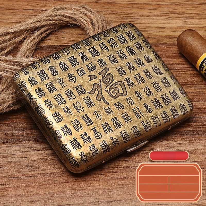 Naujas metalinis dvipusis atverčiamas 20 cigarečių dėklas bronzinės gėlės formos automatinis nešiojamas cigarečių dėklas, parduodamas sandėlyje, didmeninė prekyba gamykloje