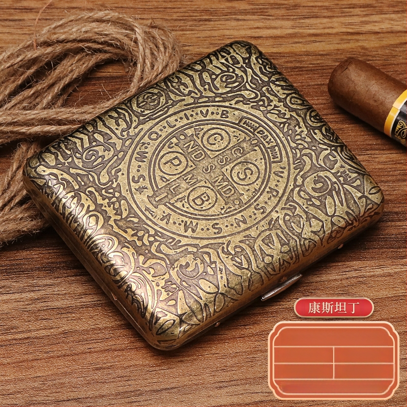 Naujas metalinis dvipusis atverčiamas 20 cigarečių dėklas bronzinės gėlės formos automatinis nešiojamas cigarečių dėklas, parduodamas sandėlyje, didmeninė prekyba gamykloje