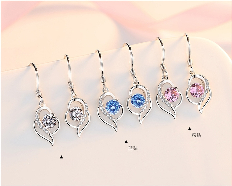 Sterling ezüst szív alakú fülbevalók fülbevalók gyémántberakásos divatos temperamentum koreai személyiség kreatív fülbevalók női születésnapi ajándék barátnőnek