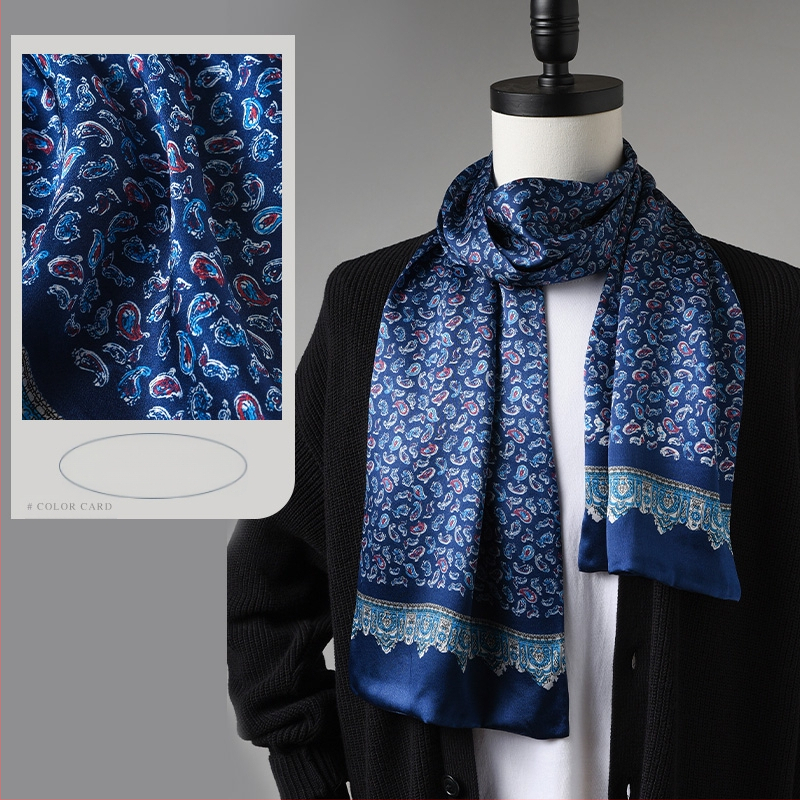 Aukštos kokybės šilko šalikas, vyriškas šilkmedžio šilko rudens ir žiemos 2025 m. naujas plonas šilko šalikas, dėvėti kostiumą, marškinius, kaklo apsaugos šalikas