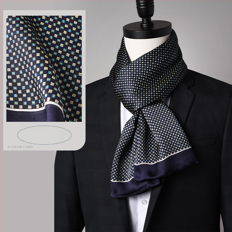 Aukštos kokybės šilko šalikas, vyriškas šilkmedžio šilko rudens ir žiemos 2025 m. naujas plonas šilko šalikas, dėvėti kostiumą, marškinius, kaklo apsaugos šalikas