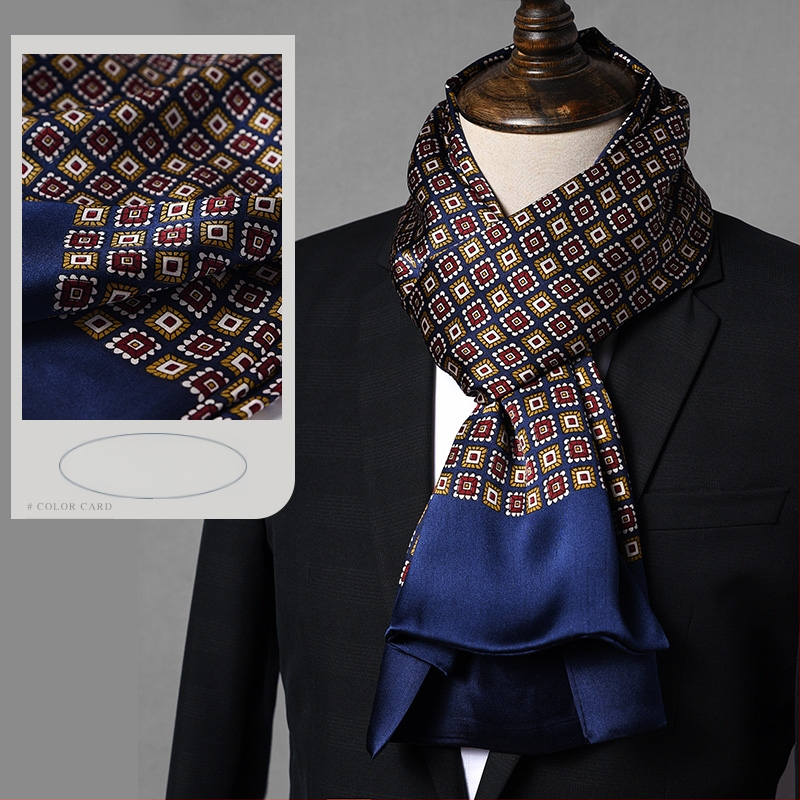 Aukštos kokybės šilko šalikas, vyriškas šilkmedžio šilko rudens ir žiemos 2025 m. naujas plonas šilko šalikas, dėvėti kostiumą, marškinius, kaklo apsaugos šalikas