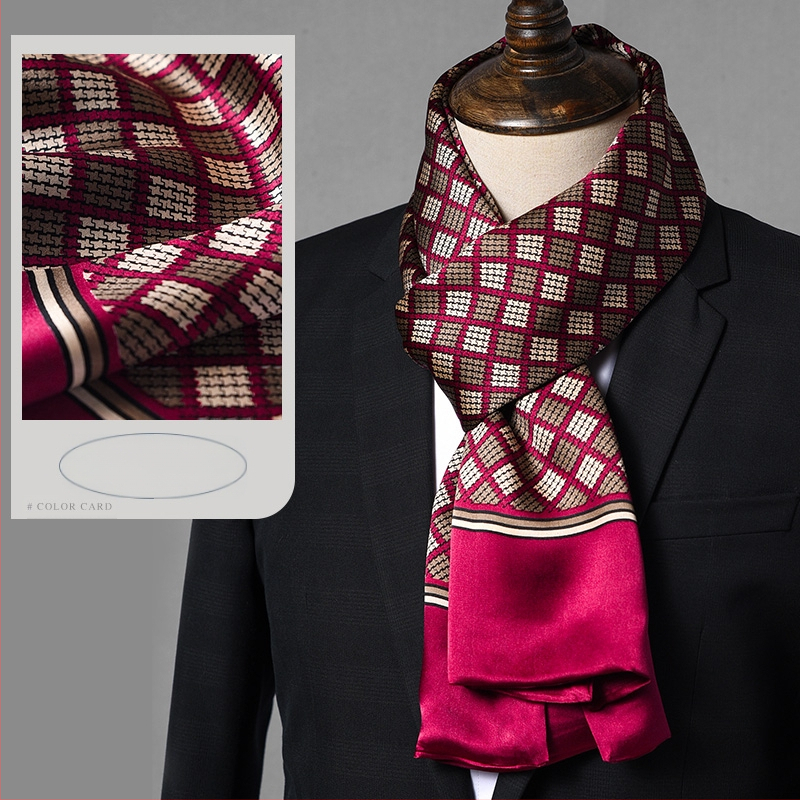 Aukštos kokybės šilko šalikas, vyriškas šilkmedžio šilko rudens ir žiemos 2025 m. naujas plonas šilko šalikas, dėvėti kostiumą, marškinius, kaklo apsaugos šalikas