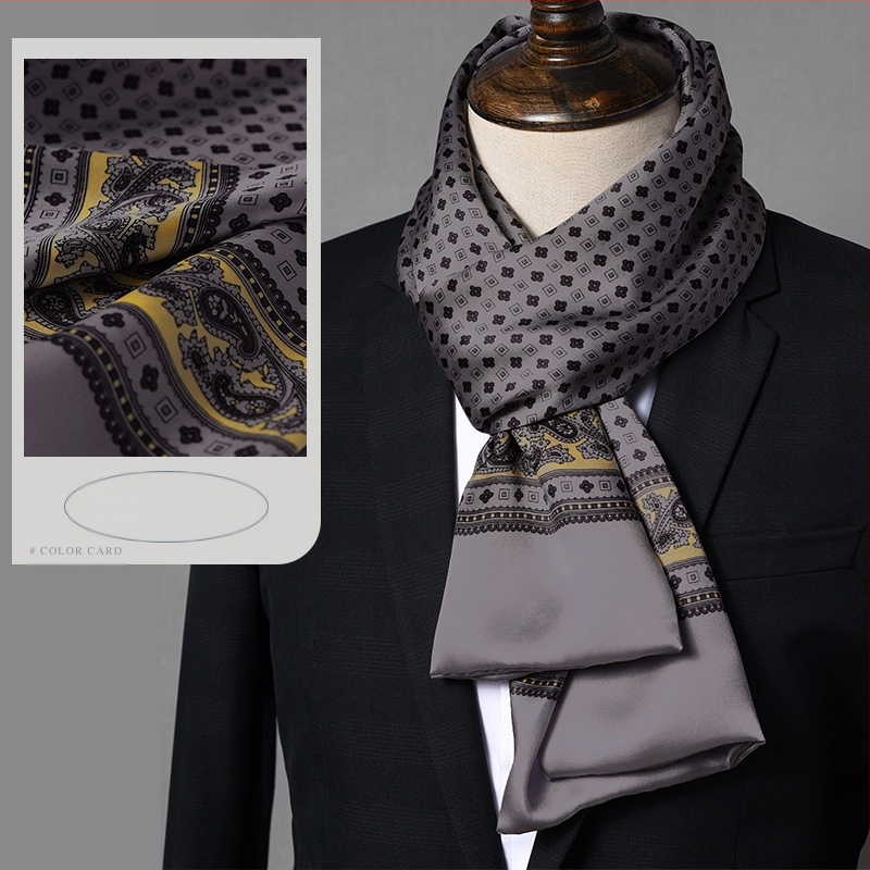 Aukštos kokybės šilko šalikas, vyriškas šilkmedžio šilko rudens ir žiemos 2025 m. naujas plonas šilko šalikas, dėvėti kostiumą, marškinius, kaklo apsaugos šalikas