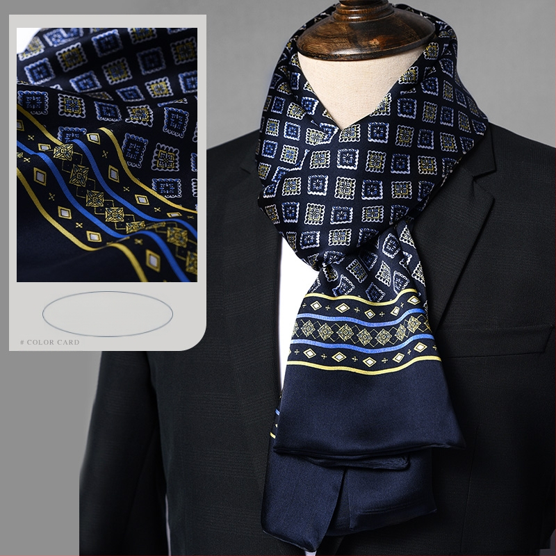 Aukštos kokybės šilko šalikas, vyriškas šilkmedžio šilko rudens ir žiemos 2025 m. naujas plonas šilko šalikas, dėvėti kostiumą, marškinius, kaklo apsaugos šalikas
