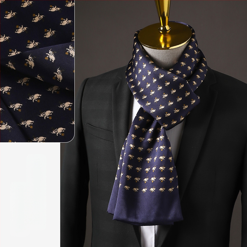 Aukštos kokybės šilko šalikas, vyriškas šilkmedžio šilko rudens ir žiemos 2025 m. naujas plonas šilko šalikas, dėvėti kostiumą, marškinius, kaklo apsaugos šalikas