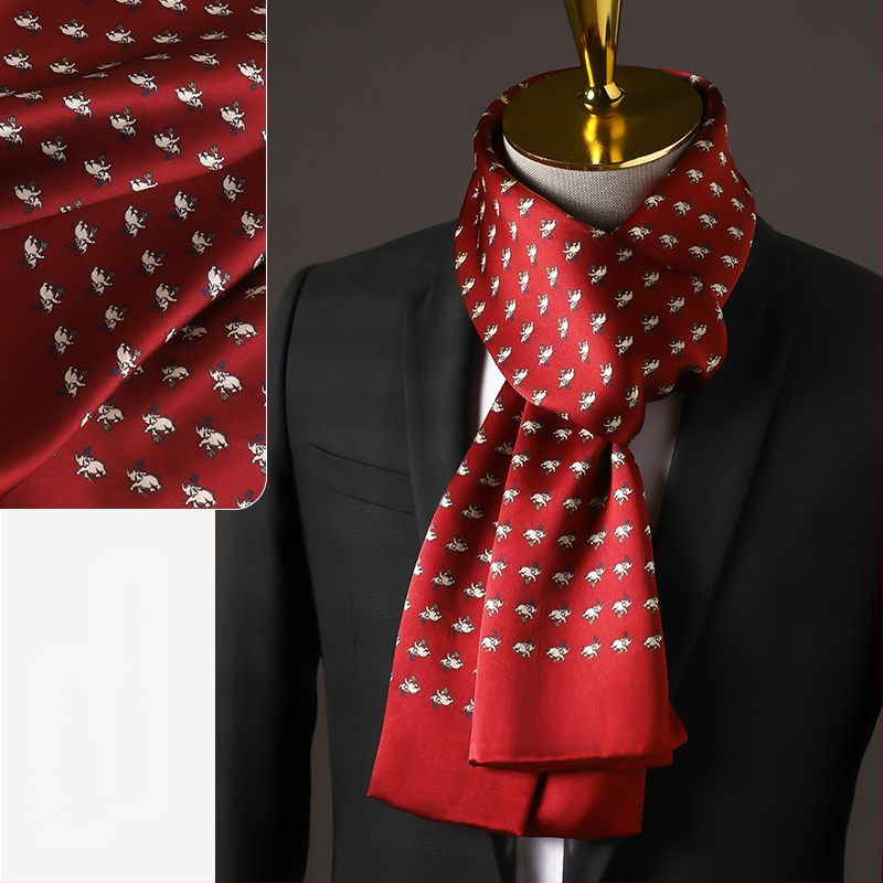 Aukštos kokybės šilko šalikas, vyriškas šilkmedžio šilko rudens ir žiemos 2025 m. naujas plonas šilko šalikas, dėvėti kostiumą, marškinius, kaklo apsaugos šalikas
