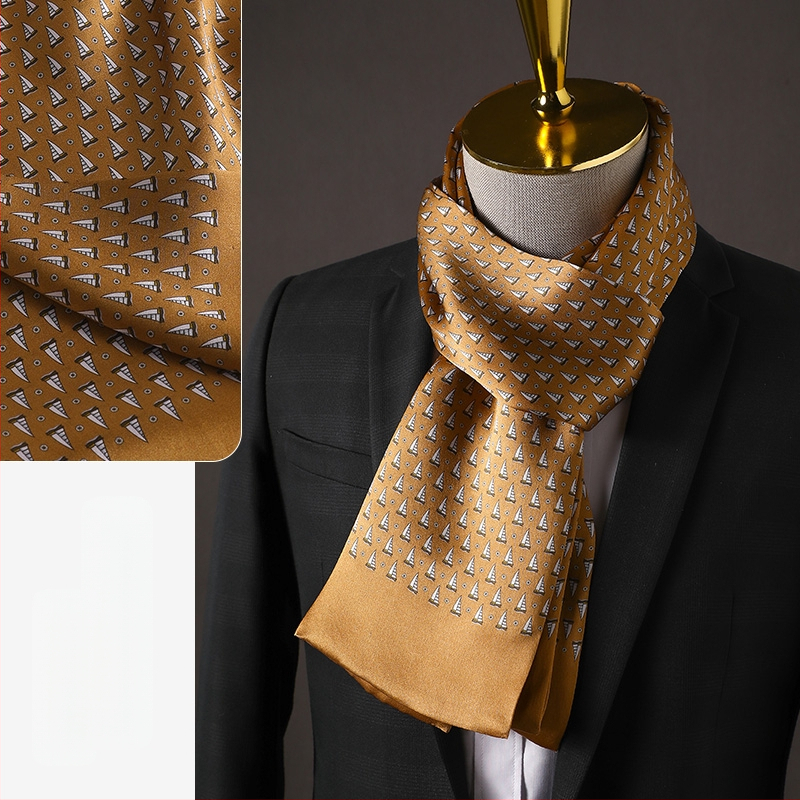 Aukštos kokybės šilko šalikas, vyriškas šilkmedžio šilko rudens ir žiemos 2025 m. naujas plonas šilko šalikas, dėvėti kostiumą, marškinius, kaklo apsaugos šalikas